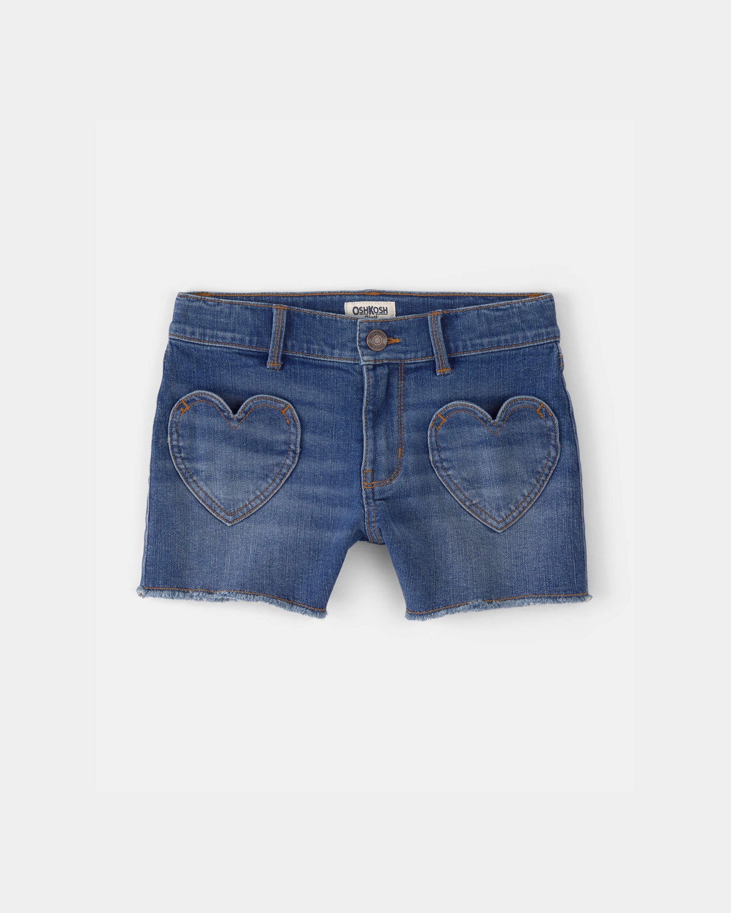 Girls Heart Pocket Denim Shorts - Dark Wash