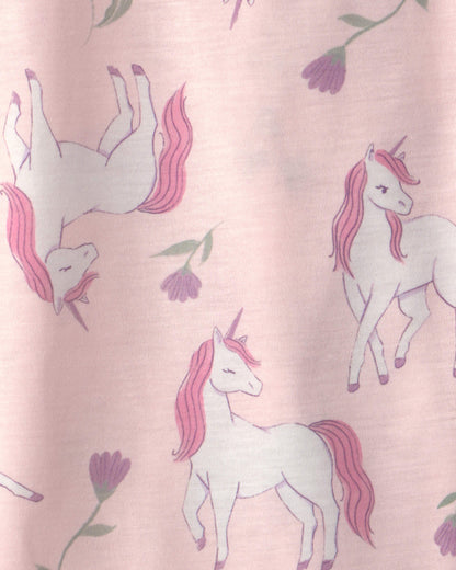 Girls 2-Pack Unicorn Floral Loose Fit Night Gown - Pink