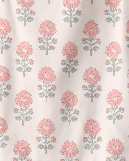 Girls Organic Cotton Tiered Dress in Rosebud Petal Print