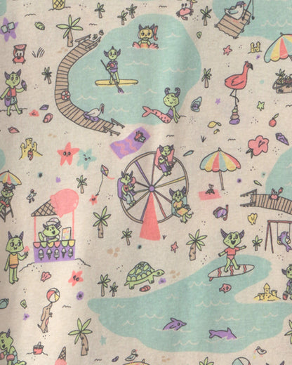 Girls 2-Piece 100% Cotton 'Beach Monster' Pajama Set