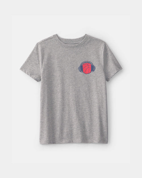 Boys 'Streetball' Basketball Graphic Tee - Grey