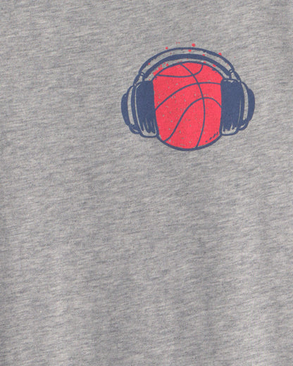 Boys 'Streetball' Basketball Graphic Tee - Grey