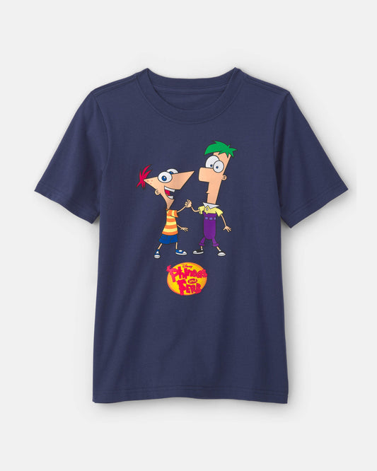 Kids Phineas and Ferb Graphic Tee - Navy Blue