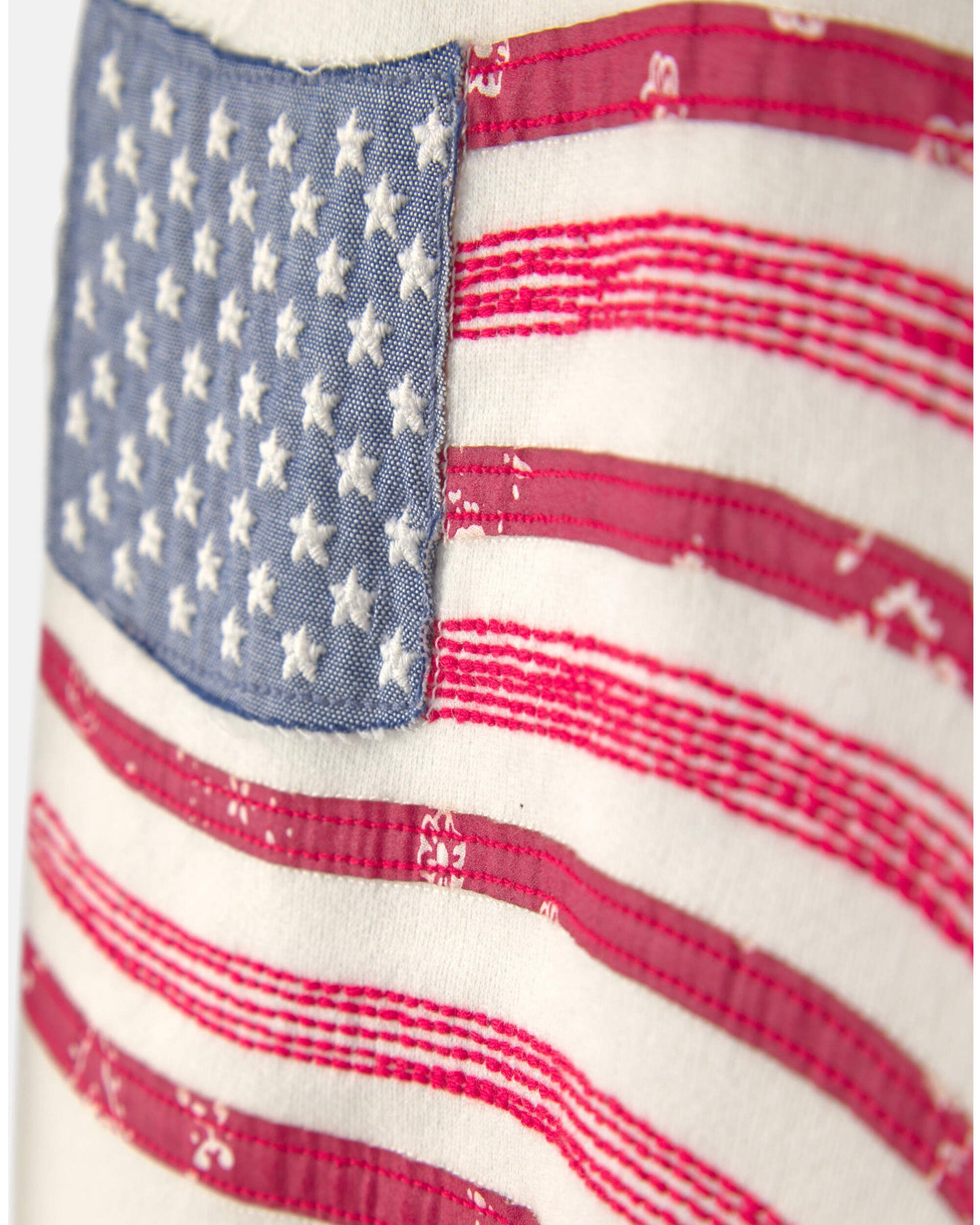 Kids American Flag French Terry Pullover Sweatshirt - Cream