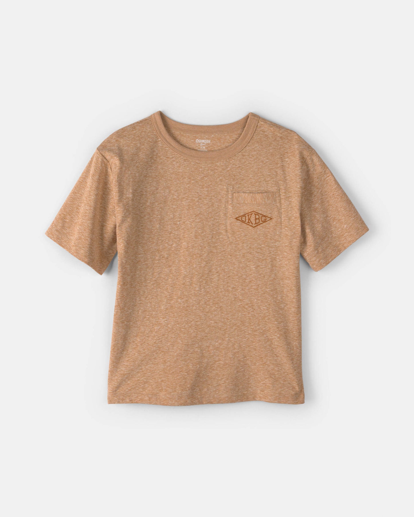 Kids OshKosh Logo Embroidered Pocket Graphic Tee - Tan