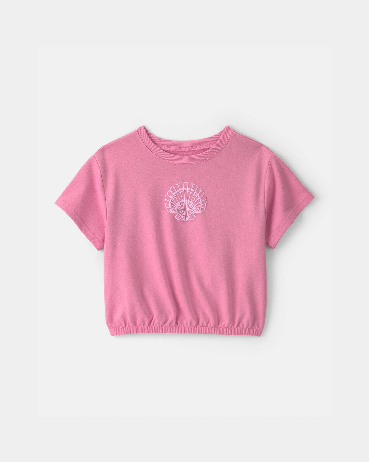 Girls Seashell French Terry Top - Pink