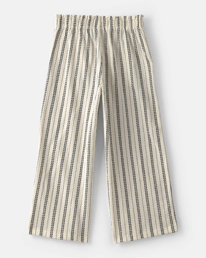 Girls Striped Pants - Black/Ivory