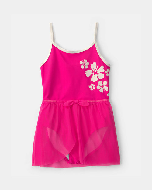 Girls 2-Piece Swimsuit and Cover Up Skirt Set - Pink