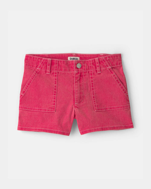 Girls Stretch Twill Shorts - Red