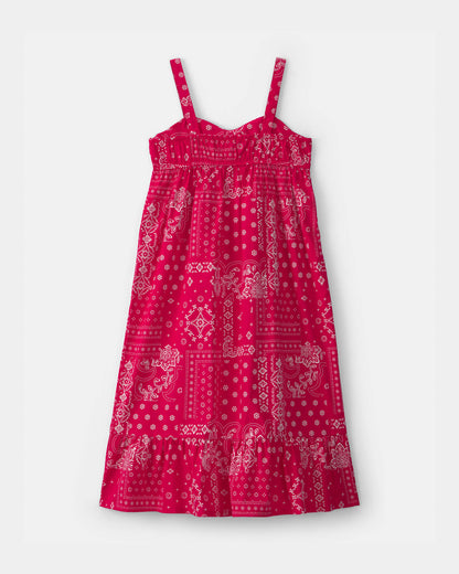 Girls Sleeveless Bandana Dress - Red