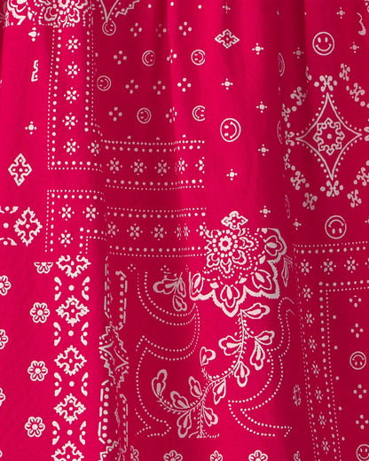 Girls Sleeveless Bandana Dress - Red