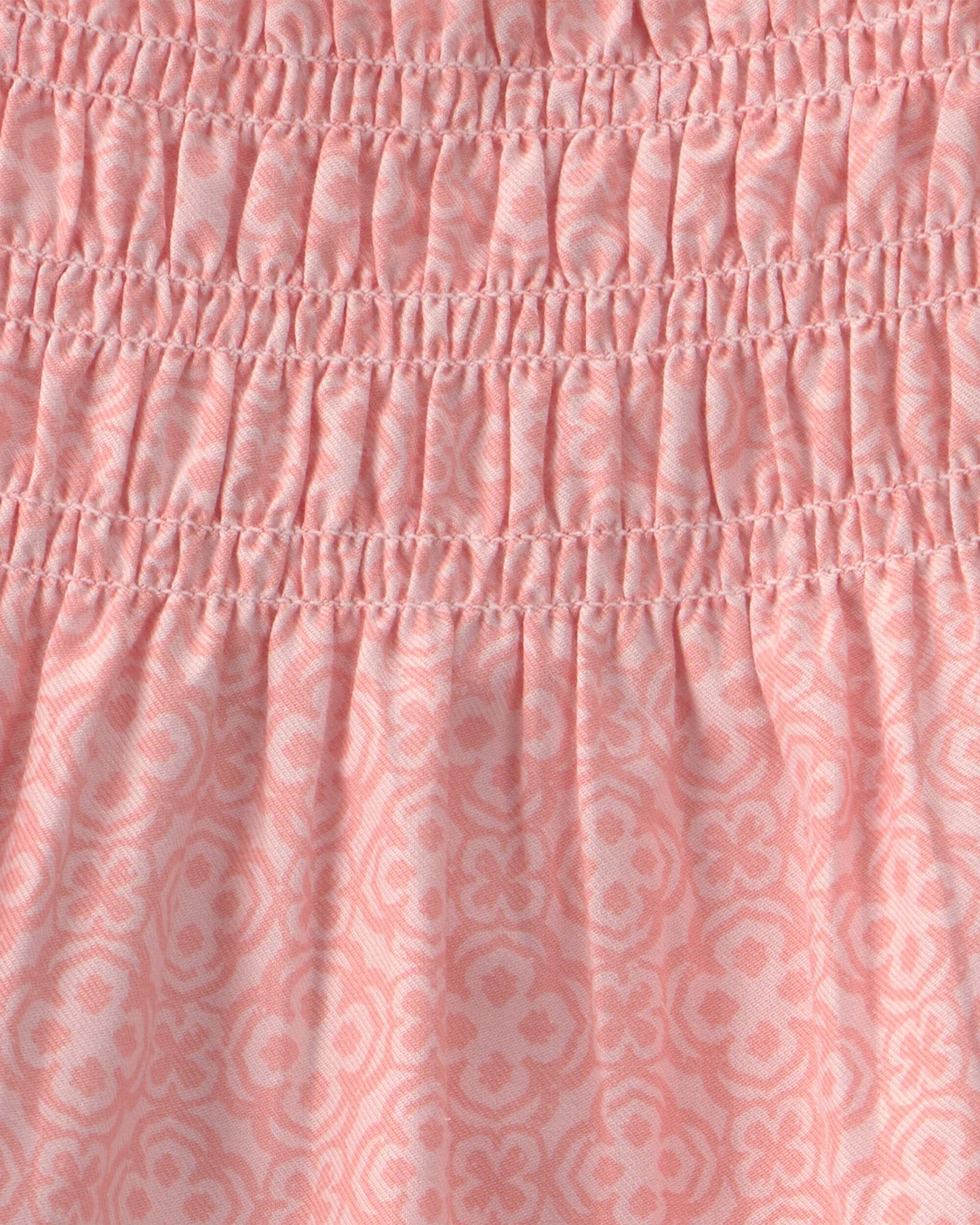 Girls Geometric Smocked Tank Top - Coral