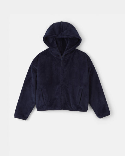 Girls Sherpa Zip-Up Jacket - Blue