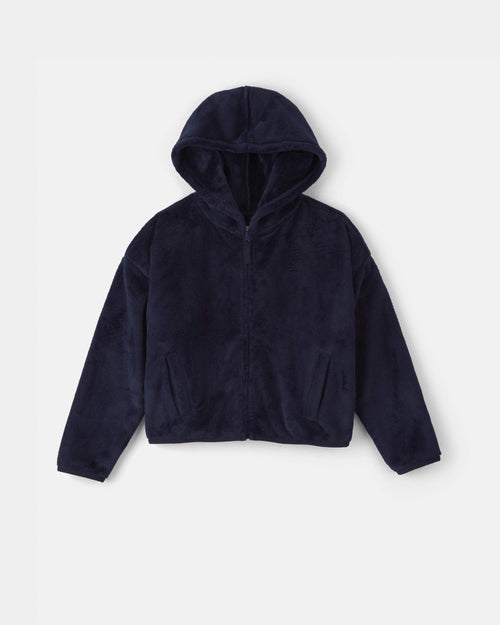 Girls Sherpa Zip-Up Jacket - Blue
