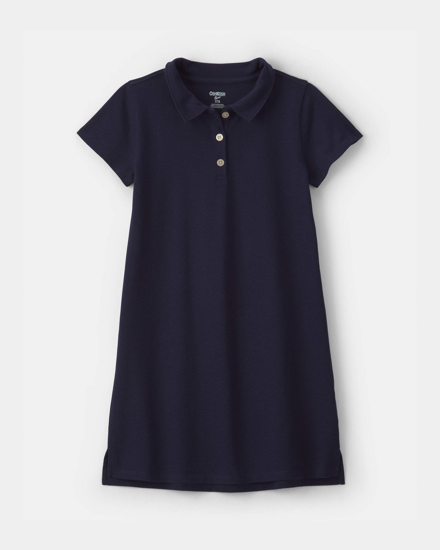 Girls Uniform Piqué Short-Sleeve Dress - Navy