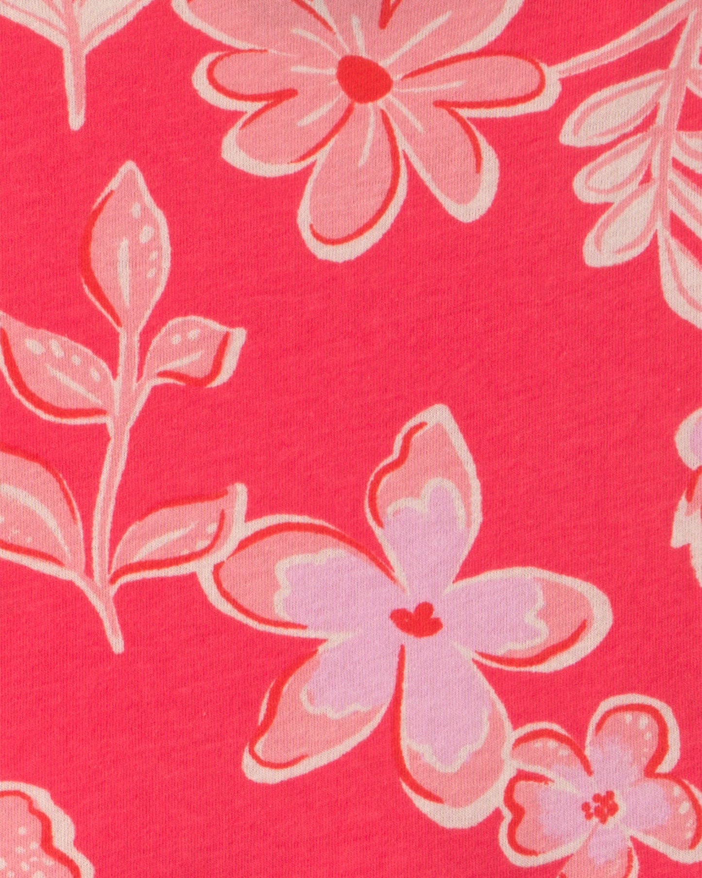 Girls Tropical Floral Sleeveless Knit Dress - Coral
