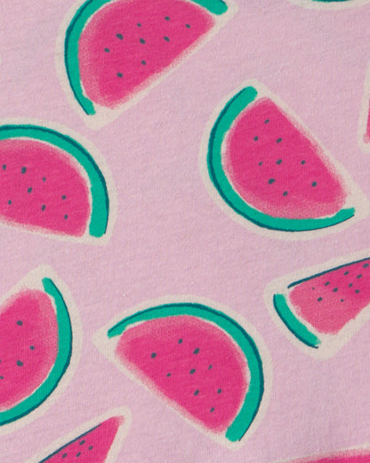 Girls Watermelon Sleeveless Knit Dress - Pink