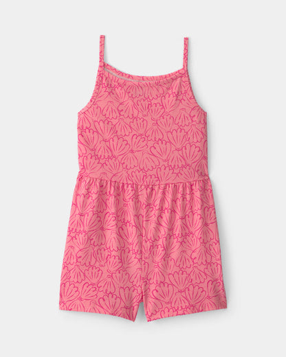 Girls Shell Romper - Coral