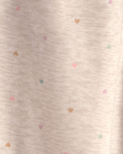 Girls Heart Drawstring Knit Joggers - Cream