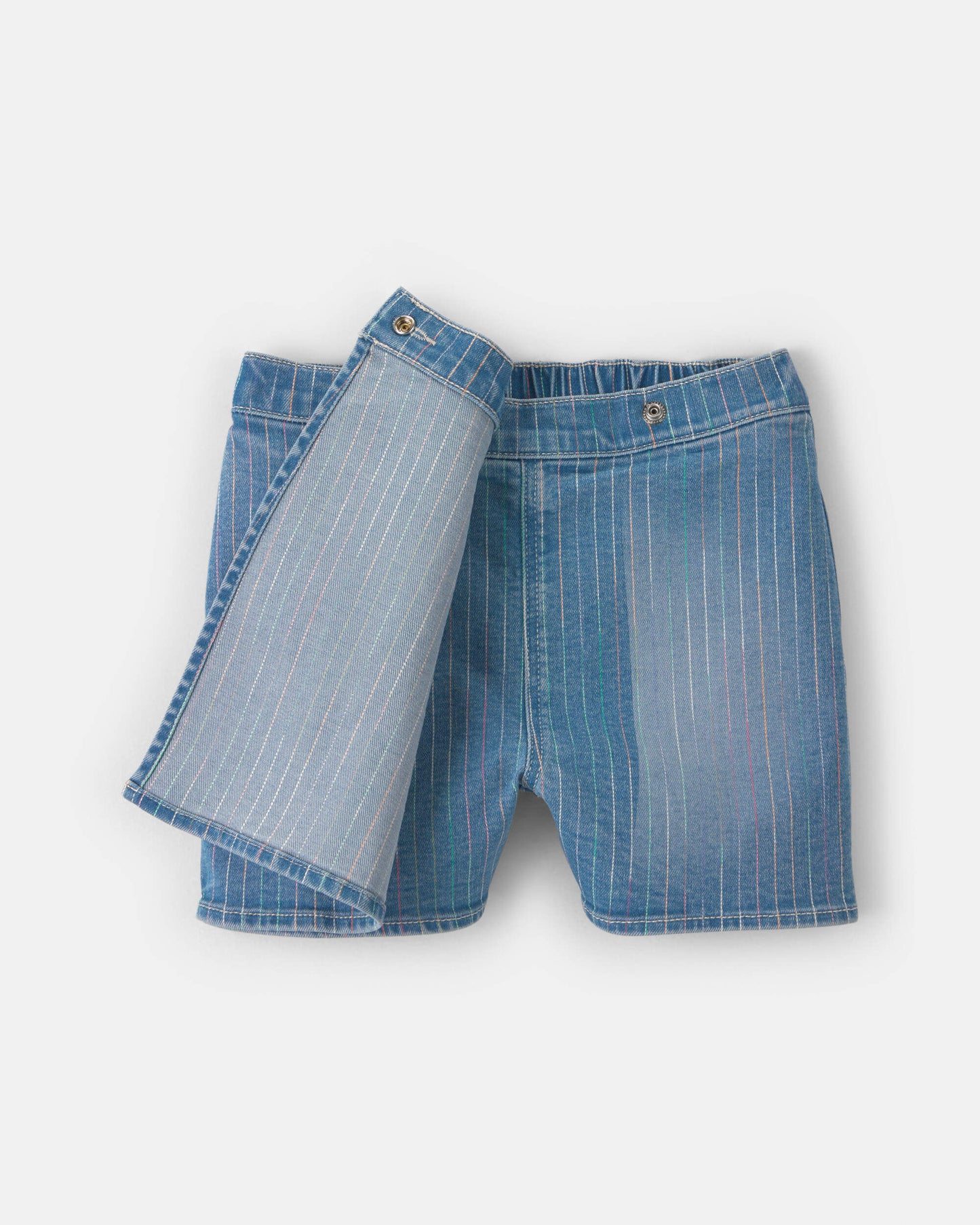 Girls Rainbow Stripe Denim Wrap Skort - Medium Wash