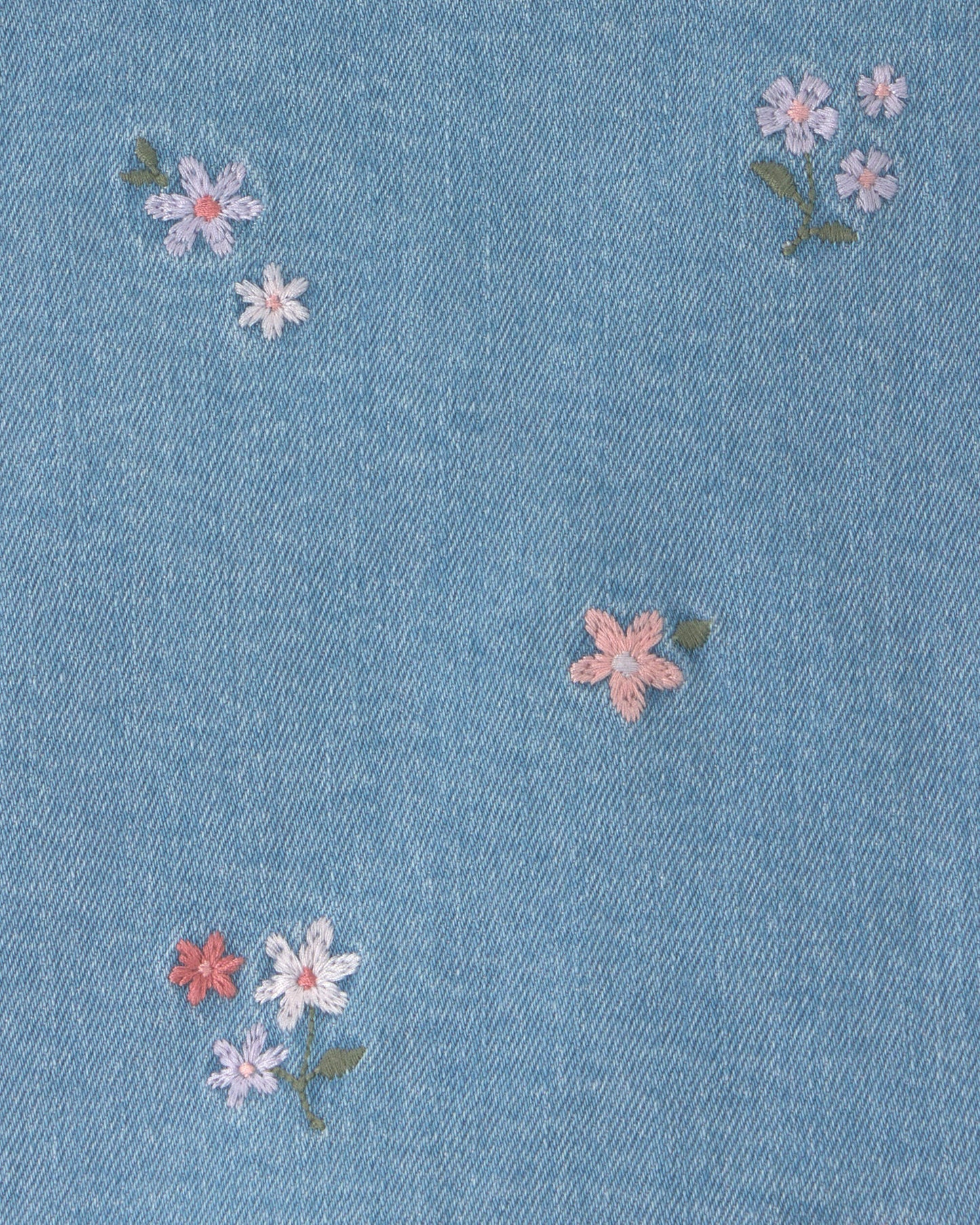 Girls Floral Embroidered Denim Wrap Skort - Medium Wash