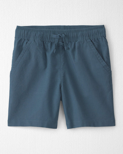 Boys 2-Piece Linen Top & Short Set Made with Organic Cotton in in Blue Hibiscus