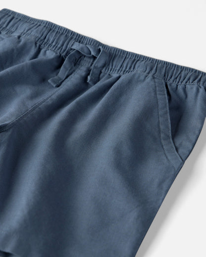 Boys 2-Piece Linen Top & Short Set Made with Organic Cotton in in Blue Hibiscus