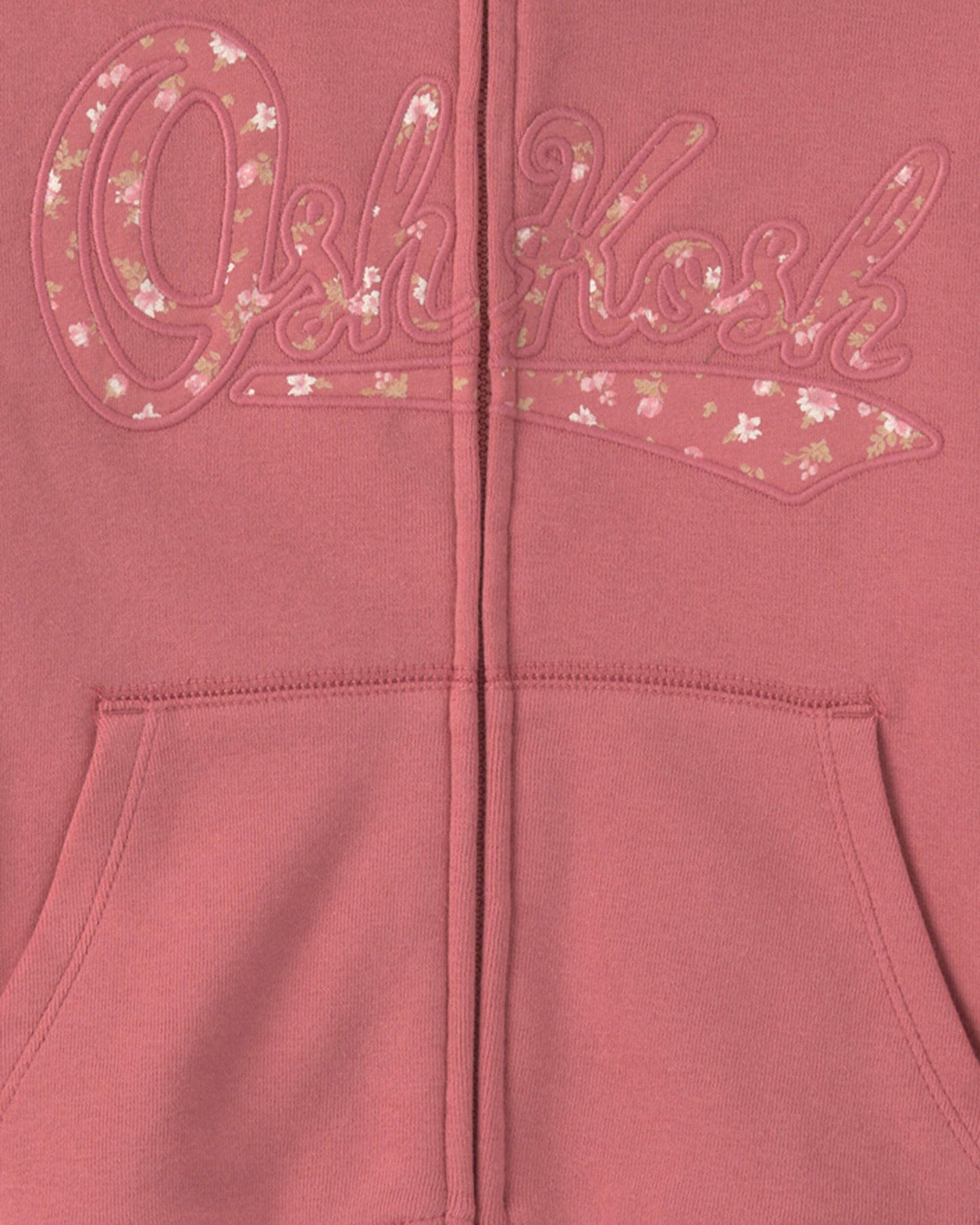 Girls Floral OshKosh Logo Fleece Zip-Up Hoodie - Pink