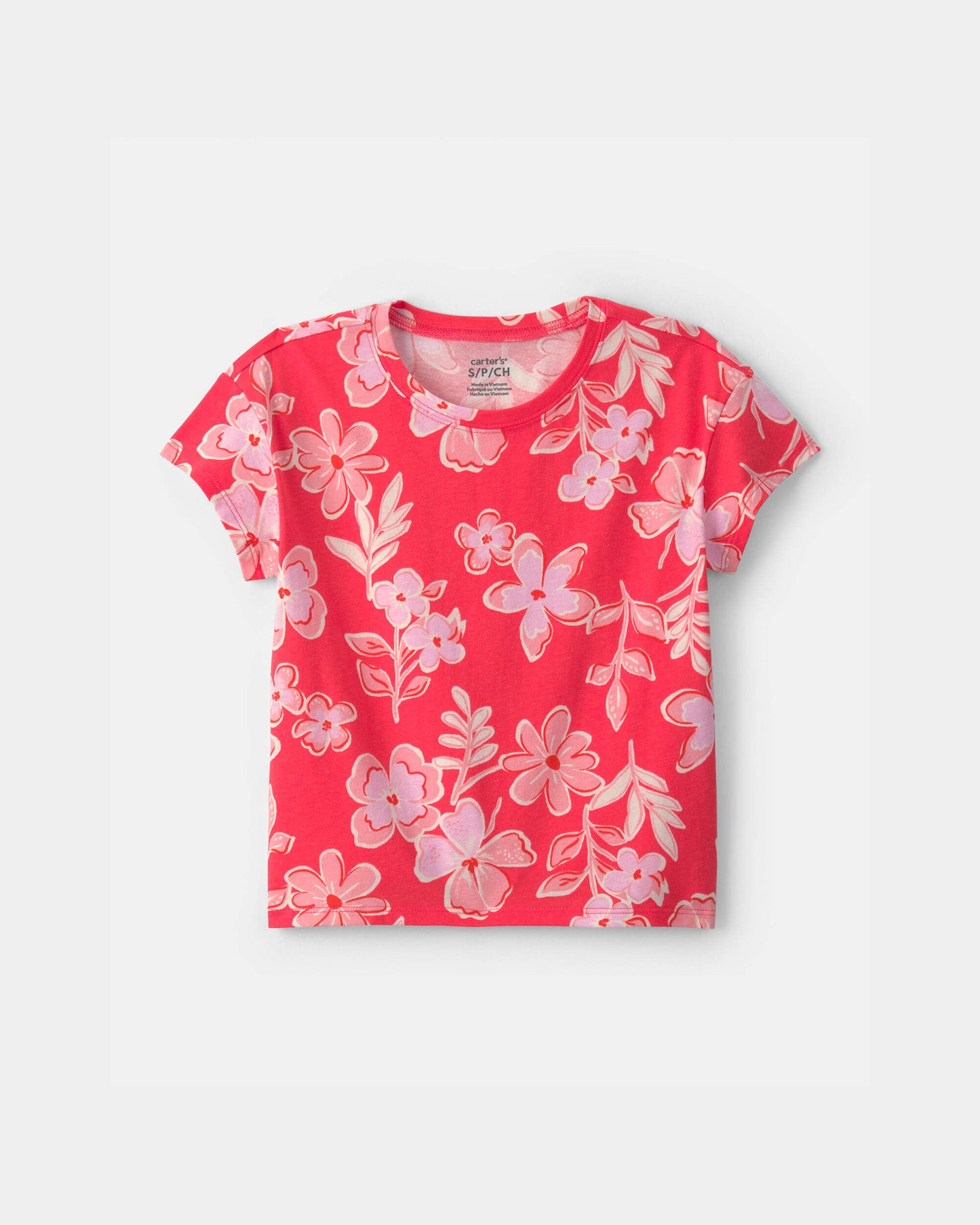 Girls Floral Top - Coral