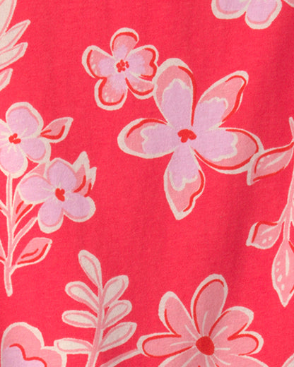 Girls Floral Top - Coral