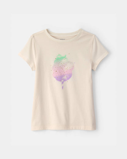 Girls Cotton Candy Graphic Tee - Cream