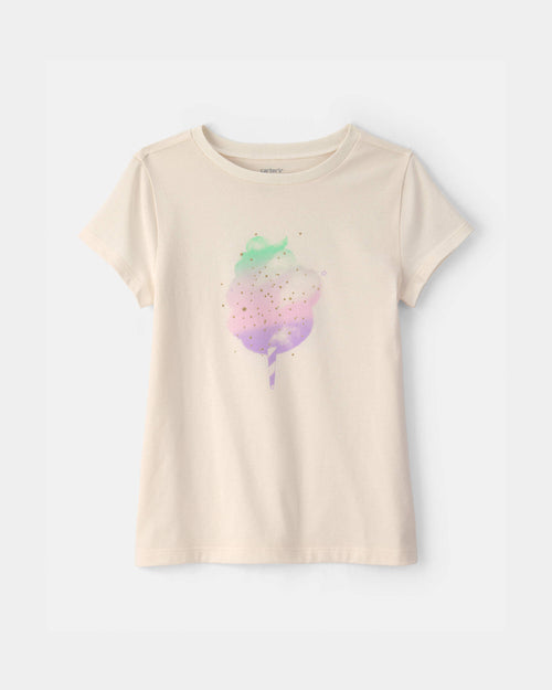 Girls Cotton Candy Graphic Tee - Cream