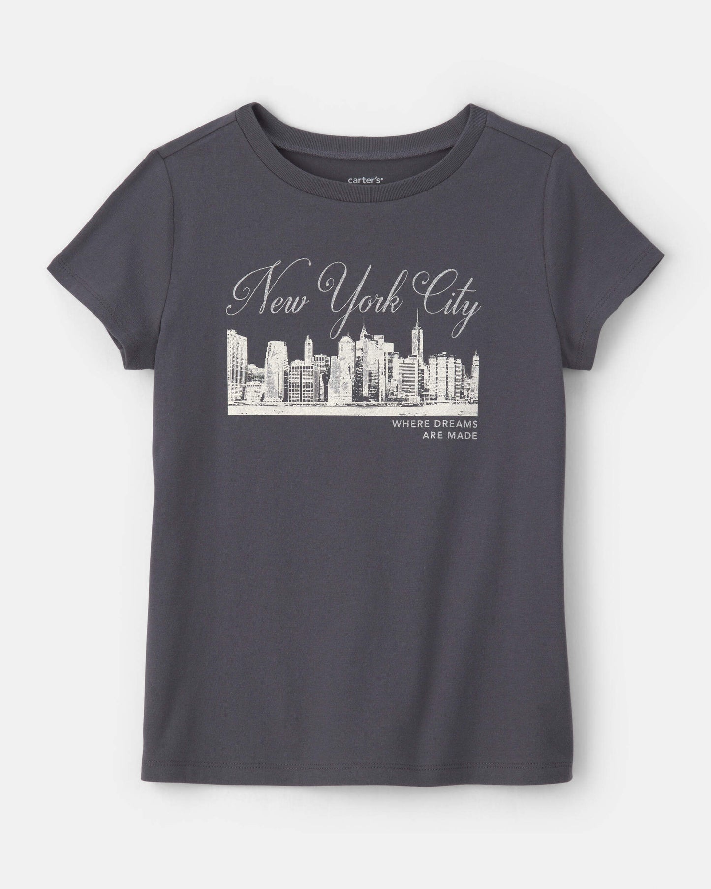 Girls 'New York City' Graphic Tee - Grey