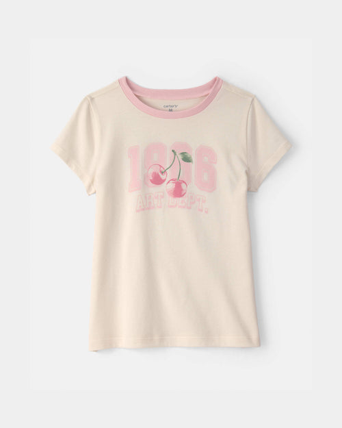 Girls Cherry Graphic Tee - Cream