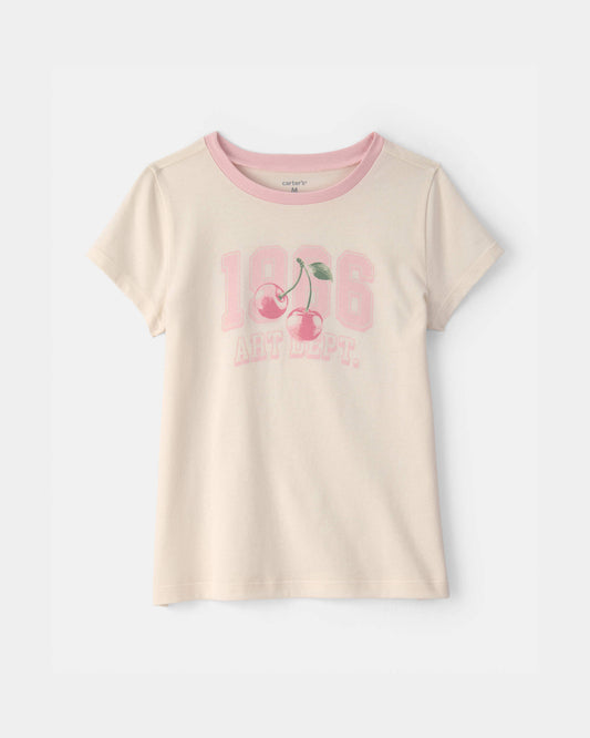 Girls Cherry Graphic Tee - Cream