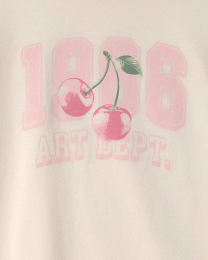 Girls Cherry Graphic Tee - Cream
