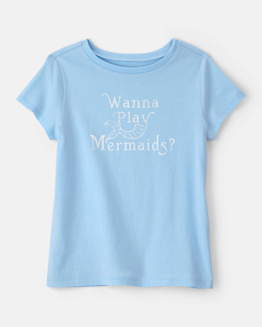 Girls Mermaid Graphic Tee - Blue