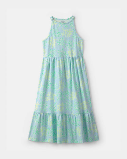 Girls Coral Reef Sleeveless Maxi Dress - Blue/Green