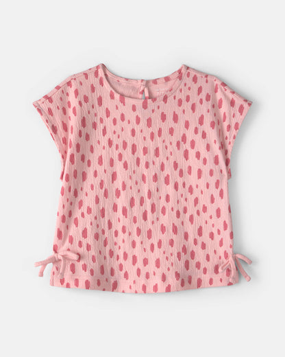 Girls Dots Short-Sleeve Top - Pink