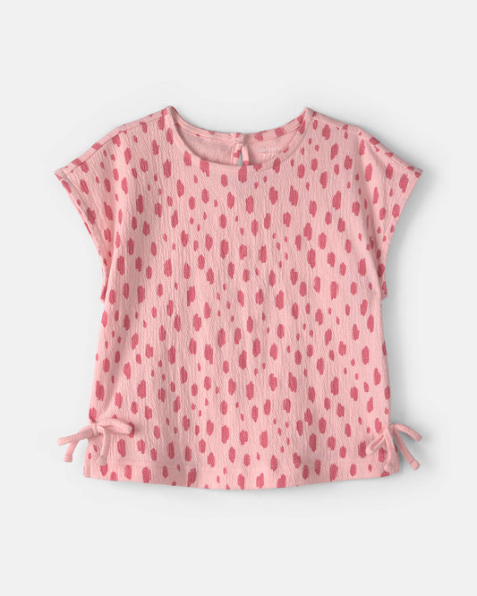 Girls Dots Short-Sleeve Top - Pink