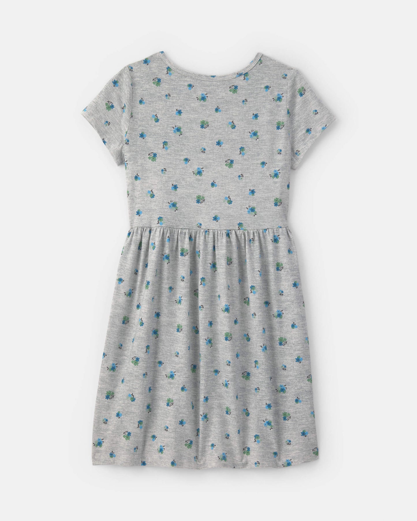 Girls Floral Short-Sleeve Dress - Grey