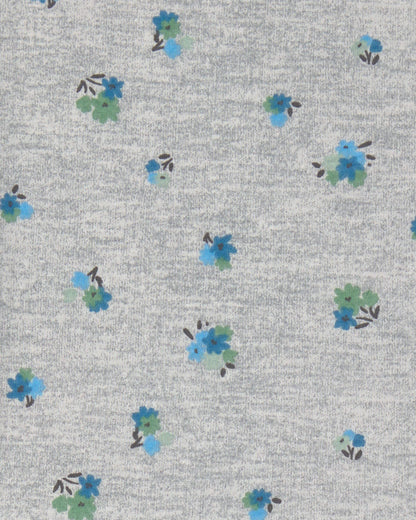 Girls Floral Short-Sleeve Dress - Grey