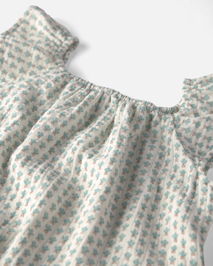 Girls 2-Piece Organic Cotton Gauze Top & Short Set in Floral