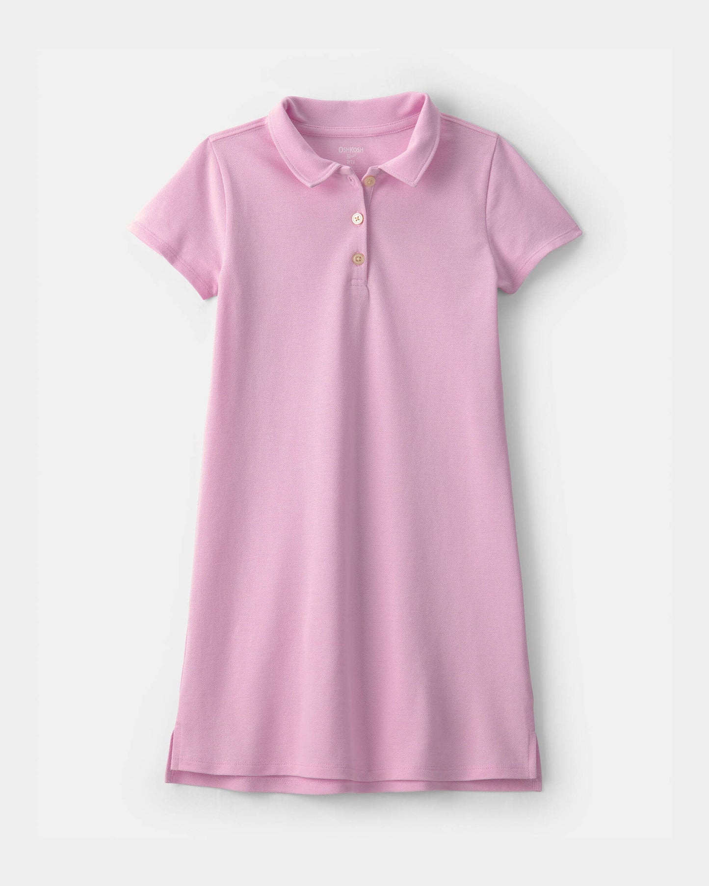 Girls Uniform Piqué Short-Sleeve Dress - Pink