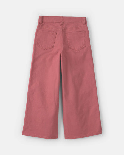 Girls Cropped Wide-Leg Pants - Red