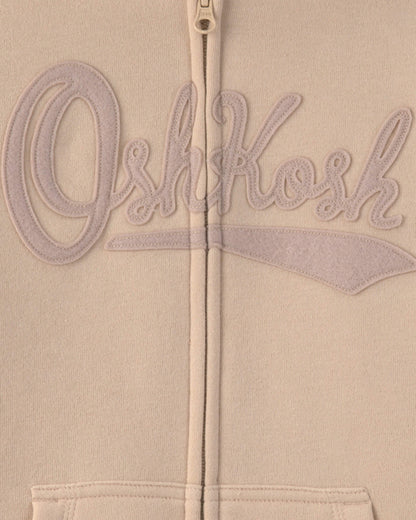 Boys OshKosh Logo Fleece Zip-Up Hoodie - Tan