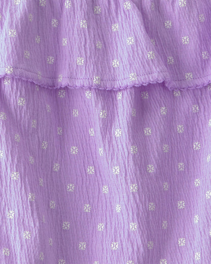 Girls 2-Piece Ruffle Tank Top & Short Set - Purple