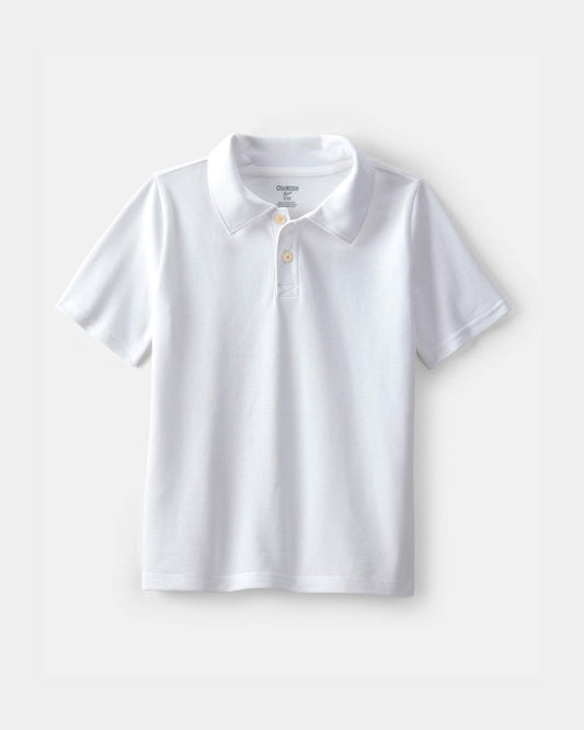 Boys Uniform Piqué Polo Shirt - White