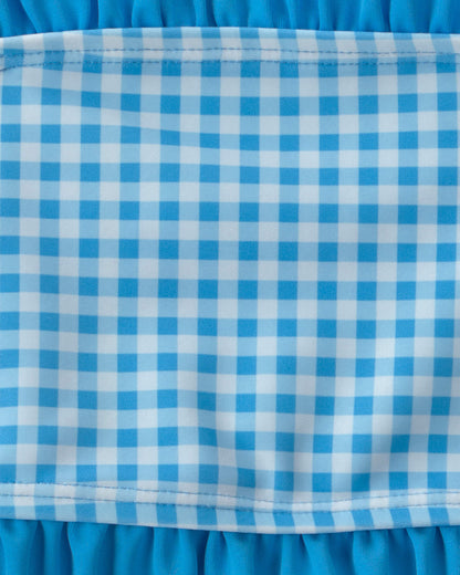 Girls 2-Piece Gingham Tankini Set - Blue