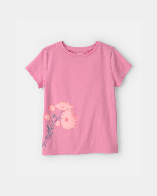 Girls Floral Graphic Tee - Pink